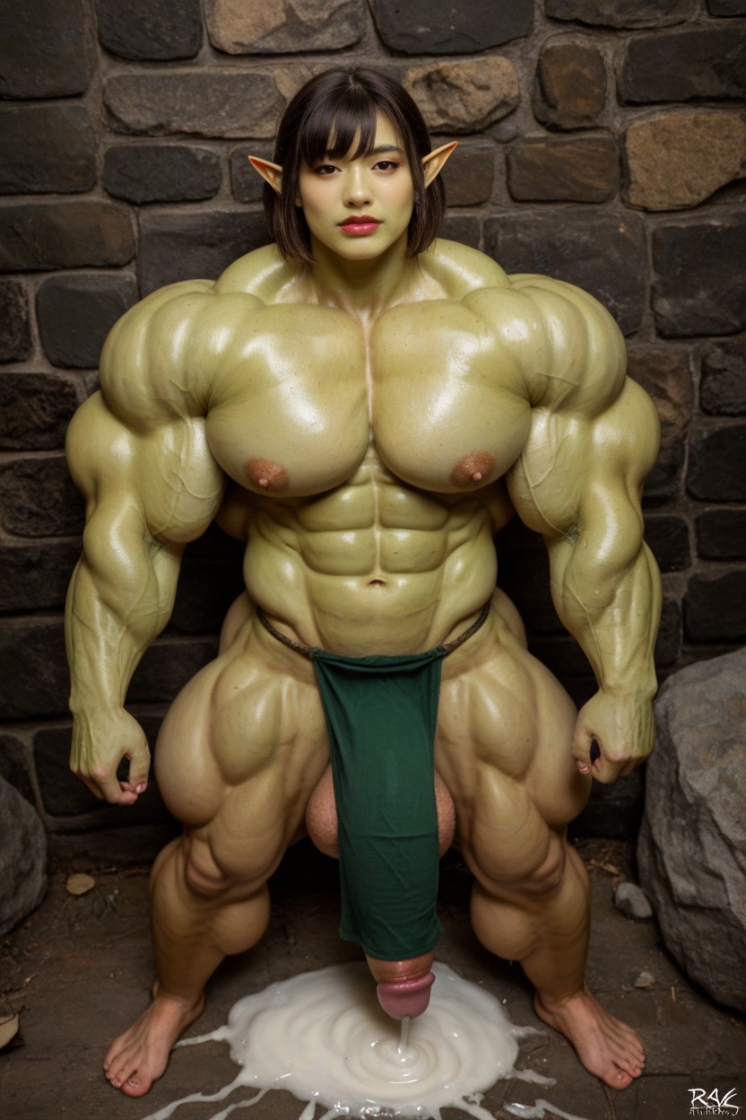 Gigantic Round Pecs, Brown Fur Loincloth, Wide Back Porno IA