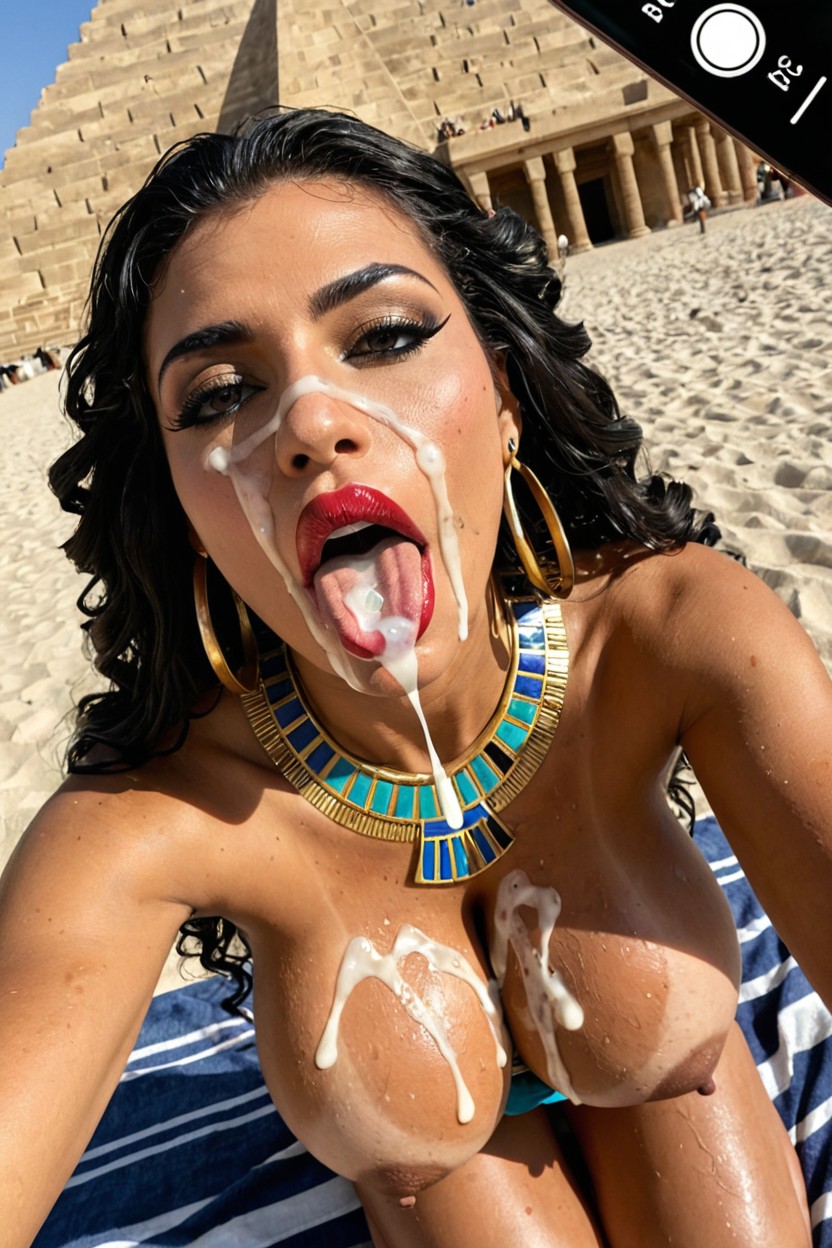 Long Curly Hair, Head Back, Cum On Face Porno IA