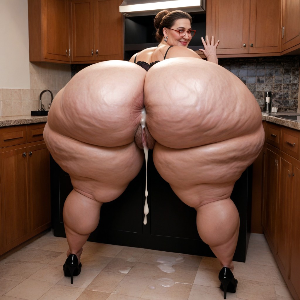 Hyper Excessive Pronounced Puffy Swollen Labia, Long Juicy Pussy Lips, Cuerpo Completo Porno IA