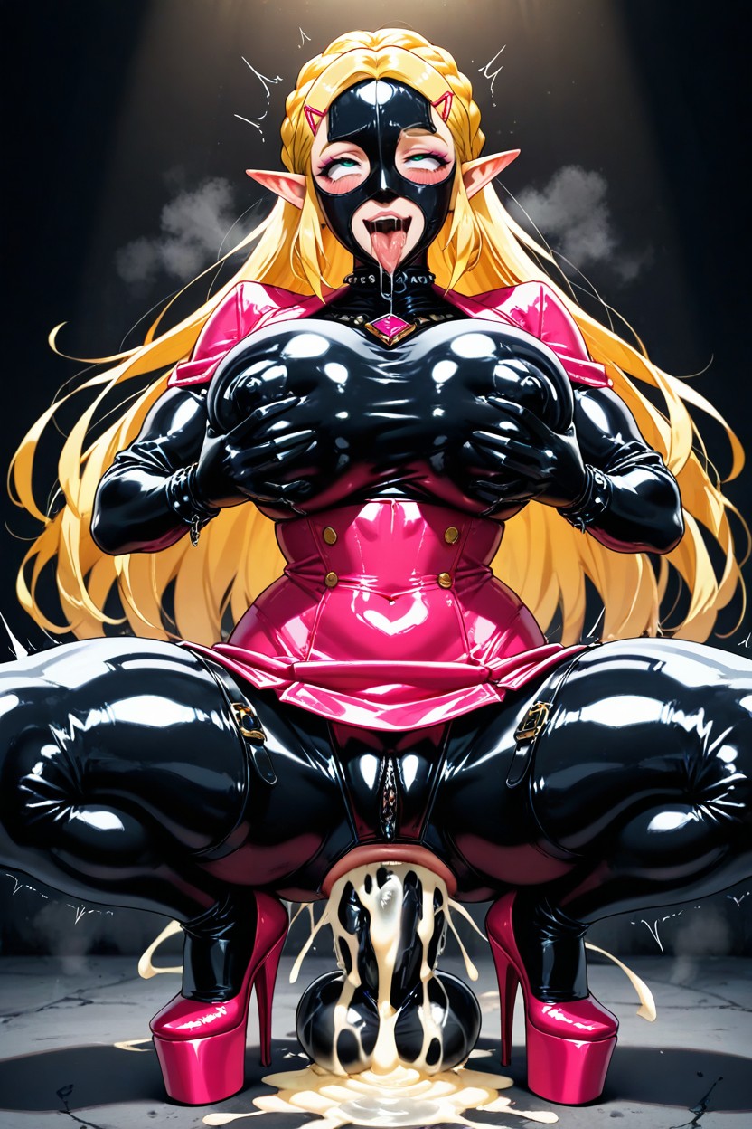 Lots Of Gem Jewelry, Full Head Latex Mask Gimp Slut, Drooling Porno IA