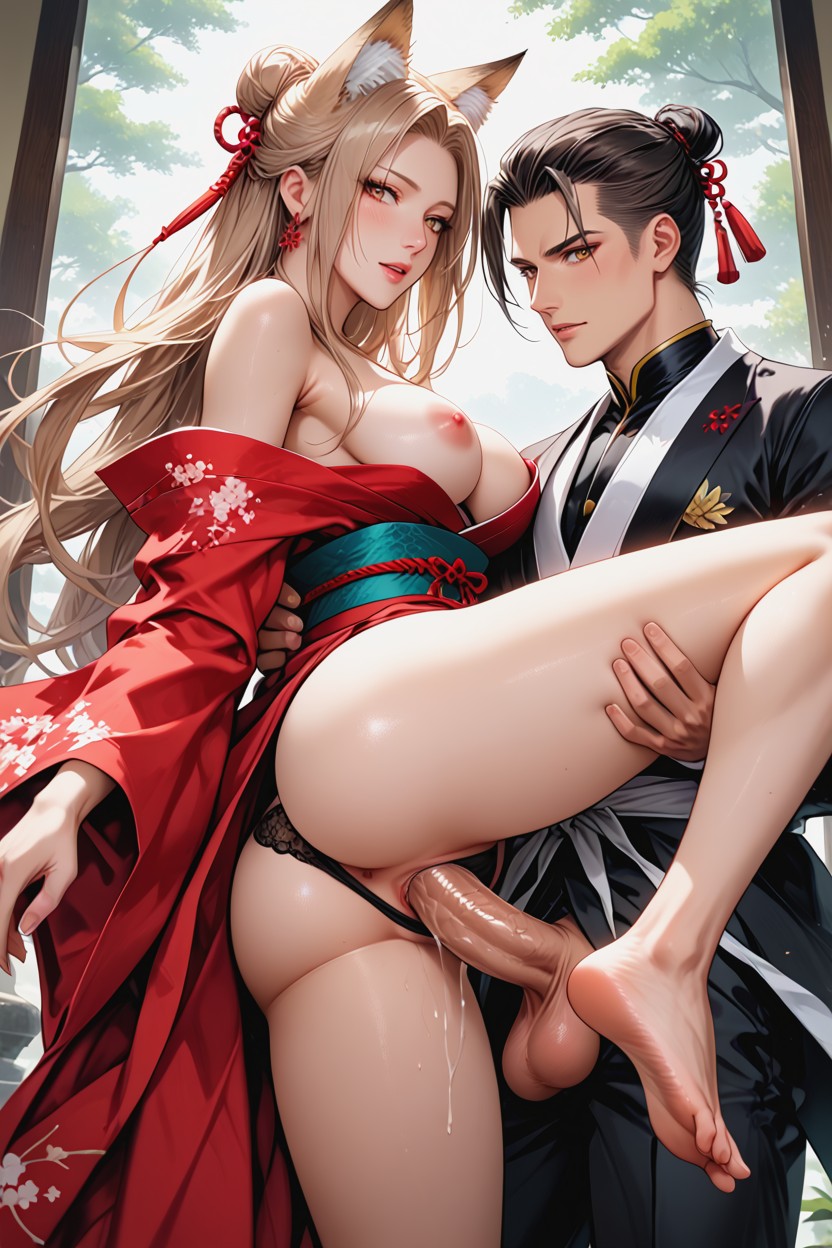 At A Sakura Trees Garden, Man Is Fucking Her Analy At The Same Time, Fotos Bajo La Falda Porno IA