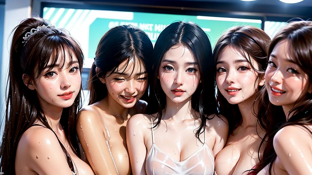 Six Women, All Women Crossing Eyes, Hair Band AI Porn
