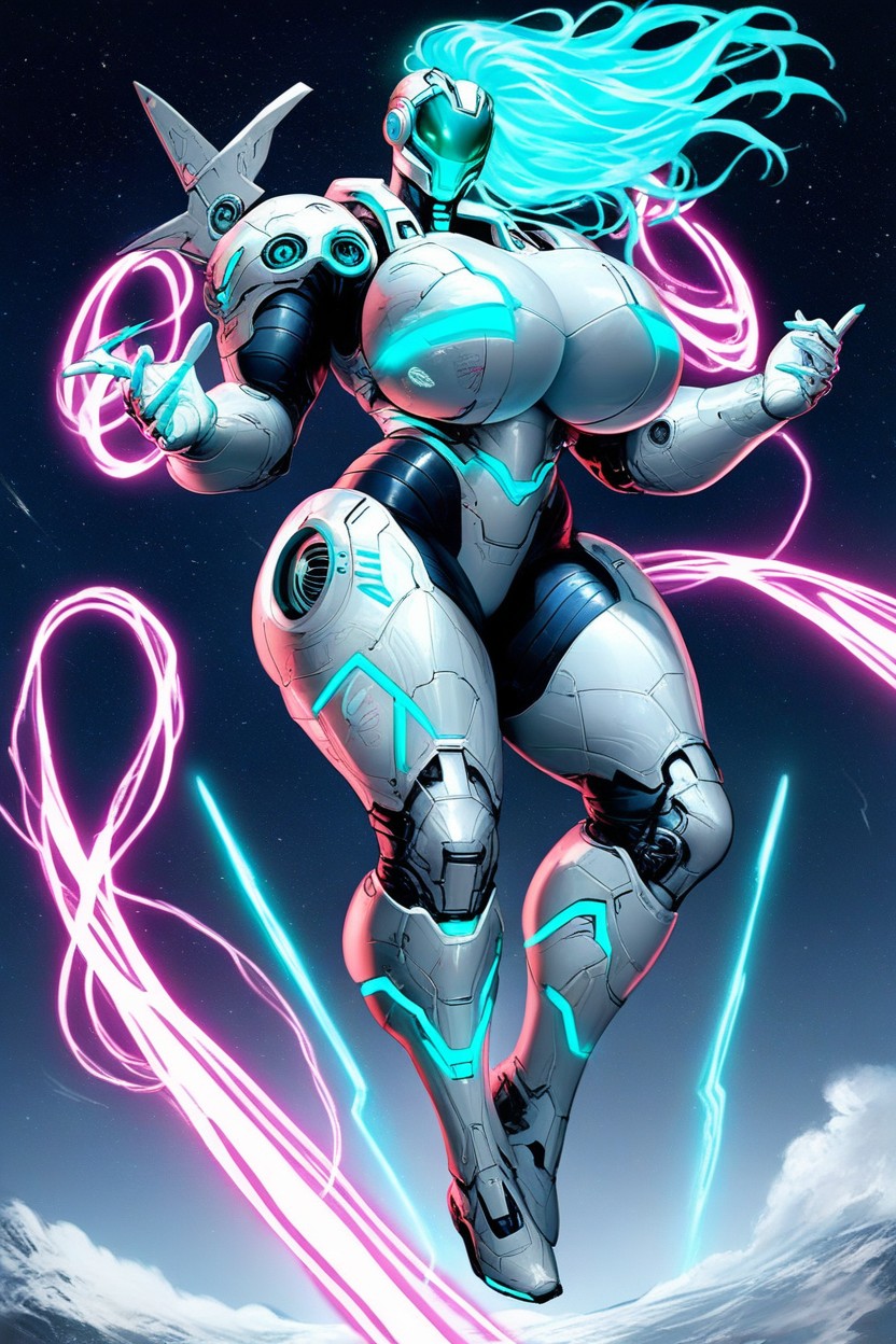 Massive Ass, Tan Skin, Neon Aqua Hair AI Porn