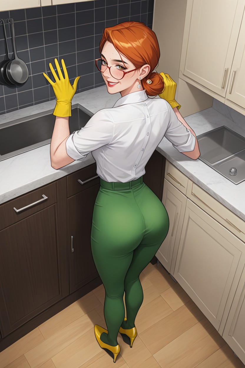 Redhead, Smiling, Anime Style AI Porn