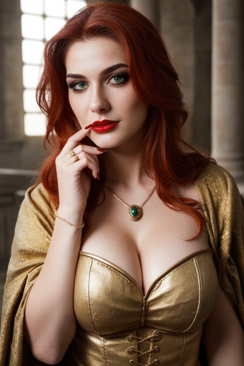 Heavy Black Eyeliner, Red Lipstick, Seductive AI Porn