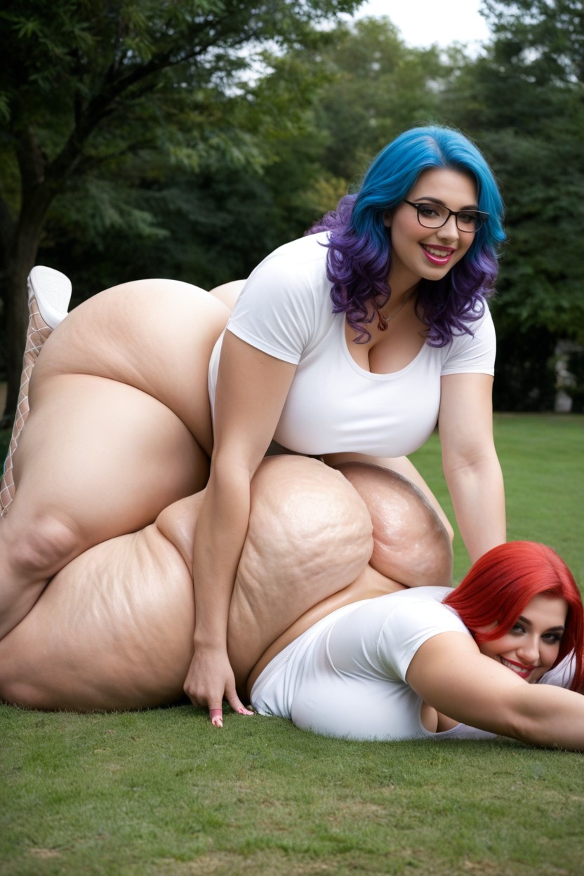 Unbelievable Giant Butt, Parque, Cabelo Multicolorido Pornografia de IA