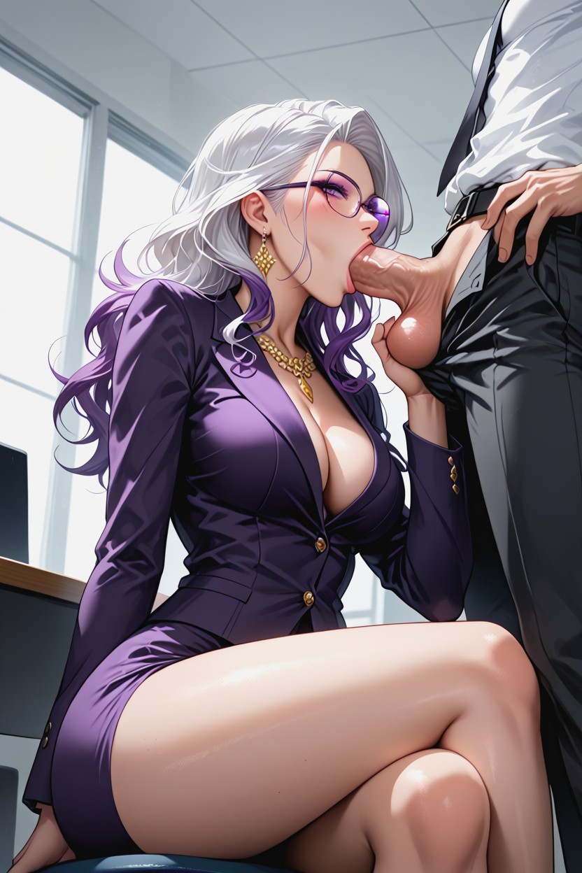 Wearing Deep Cleavage Office Suit, At The Office, Bust Shot AI Porn