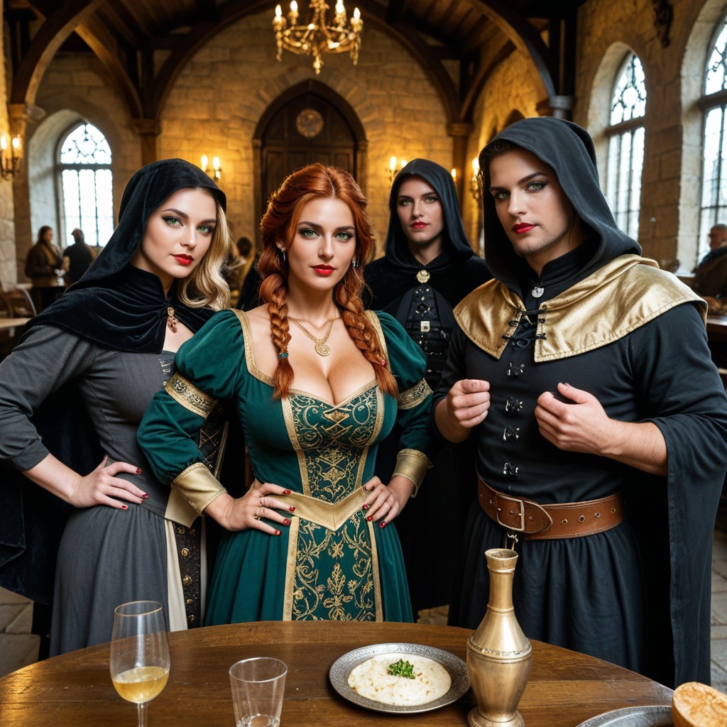 Medieval Woman, Looking Toward Viewer, Men Have Determined Looks AI Porn