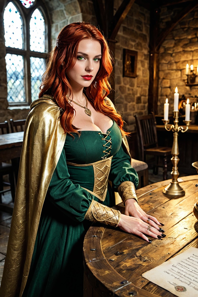 Medieval Woman, Mischief, Gold Cloak AI Porn