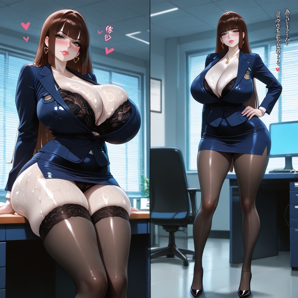 Oiled Skin, Hyper Long Model Legs, Cosplay AI Porn