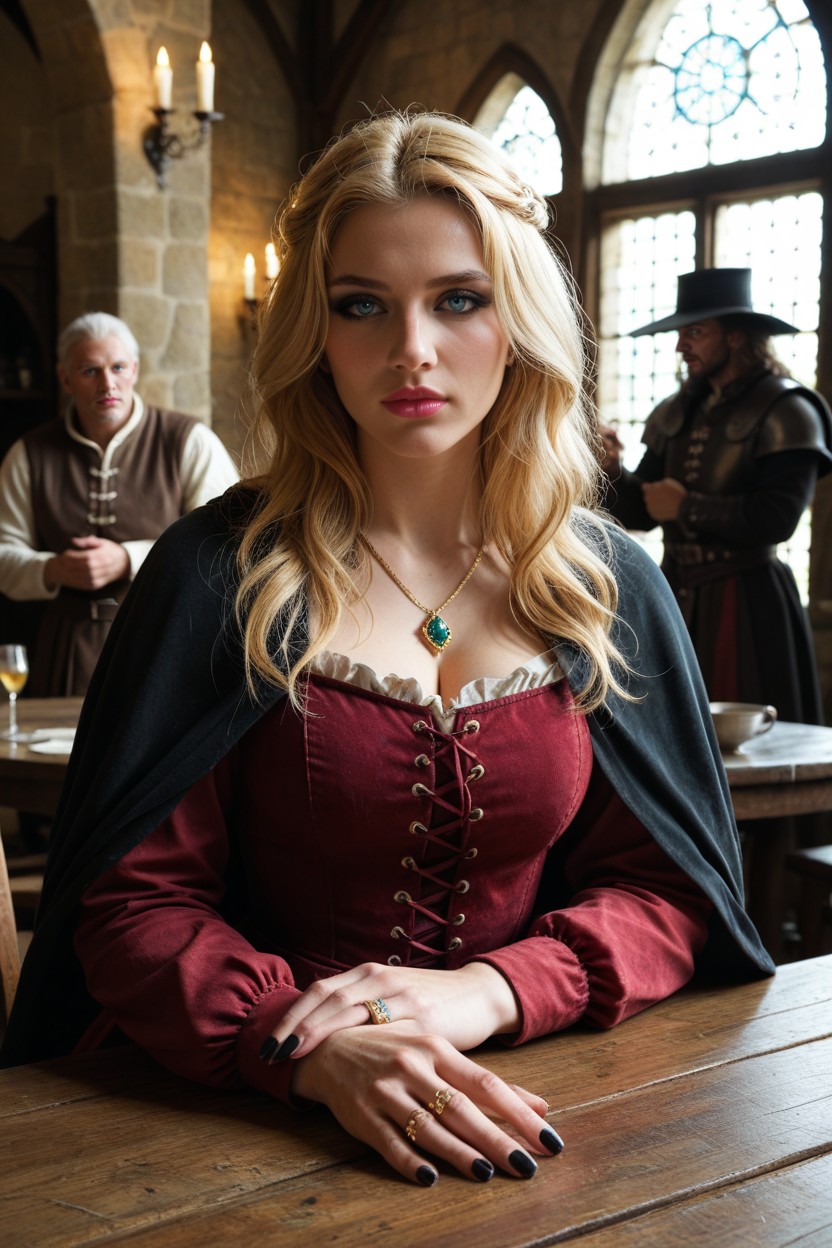 Painted Nails, In Castle, Heavy Black Eyeliner AI Porn