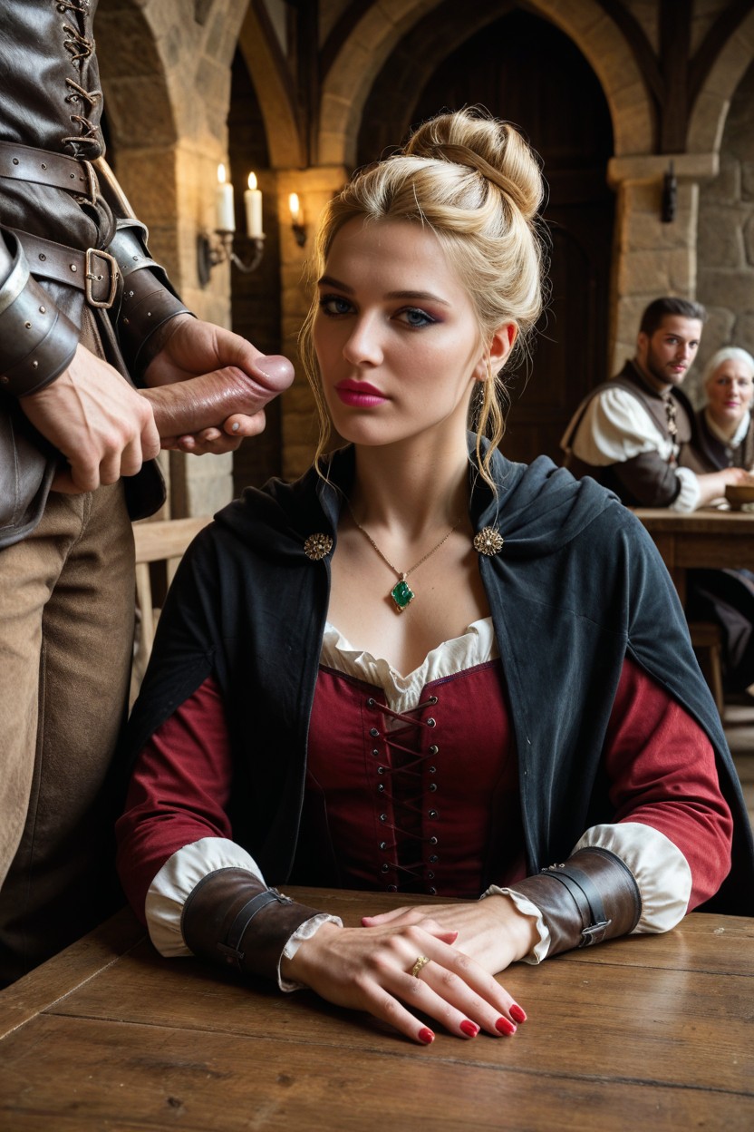 Looking Toward Viewer, Blue Eyes, Medieval Woman AI Porn