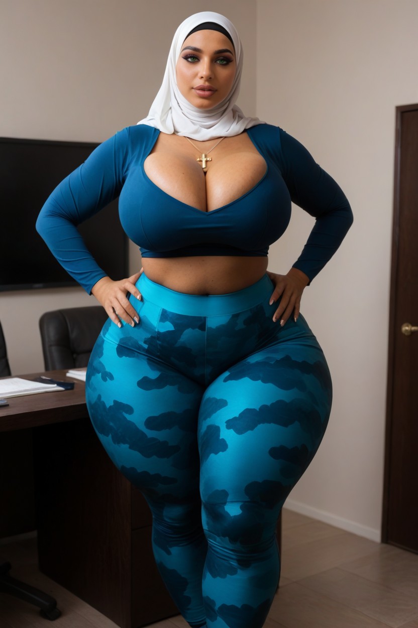 Cross Necklace, Exposed Navel, Hijab AI Porn