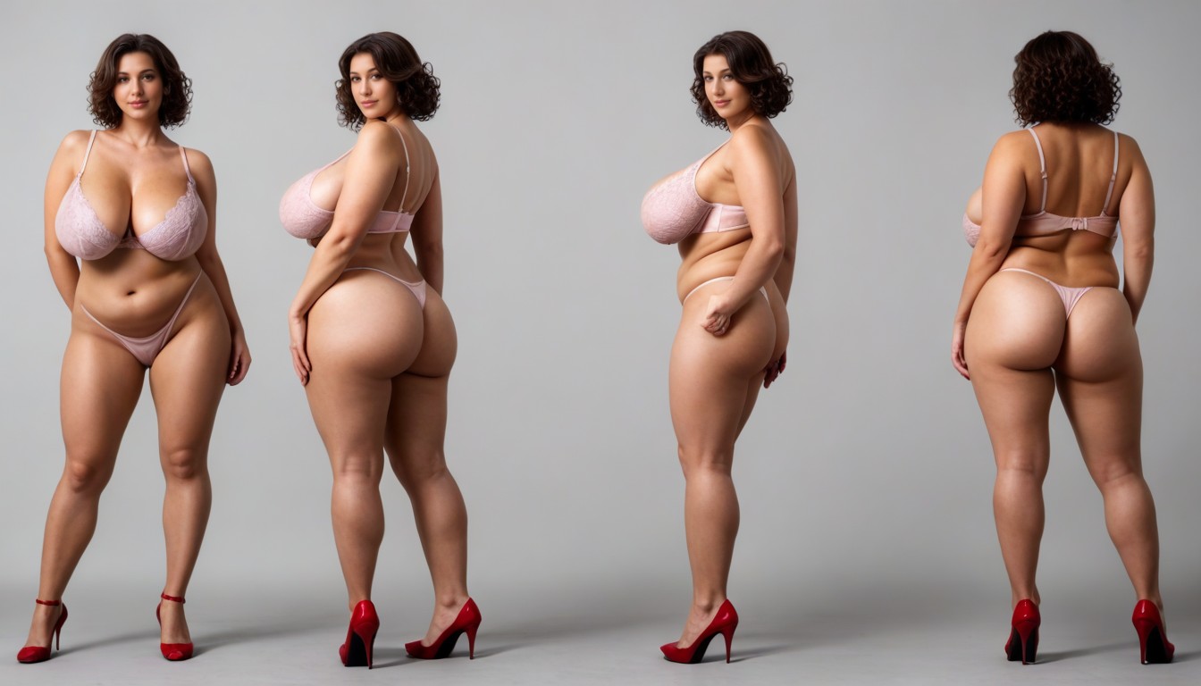 Curly Hair, Natural Breasts, Front View AI Porn