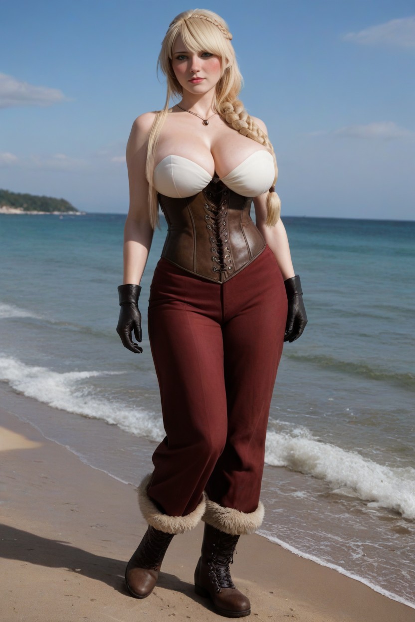 Soft Pale White Skin, Side Swept Bangs, Ultra Detailed Figure AI Porn