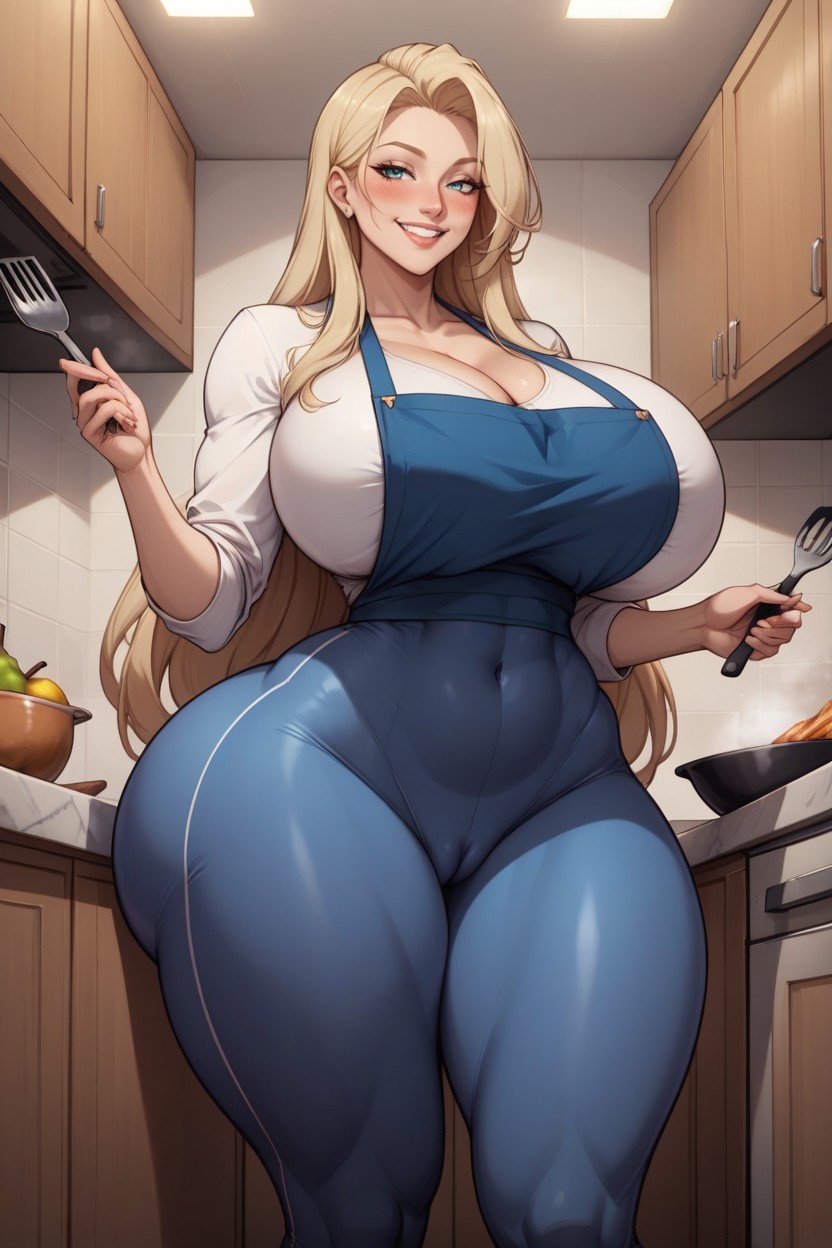 Straight Hair, Ass Expansion, Huge Round Ass AI Porn