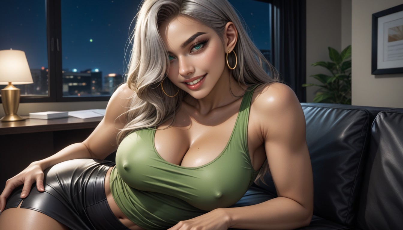 Medium Breast, Erect Nipples, Noir AI Porn