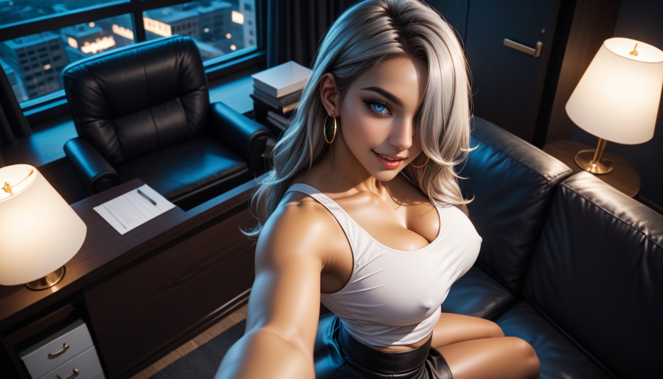 White Tank Top, Massive Ass, Laying On Side AI Porn
