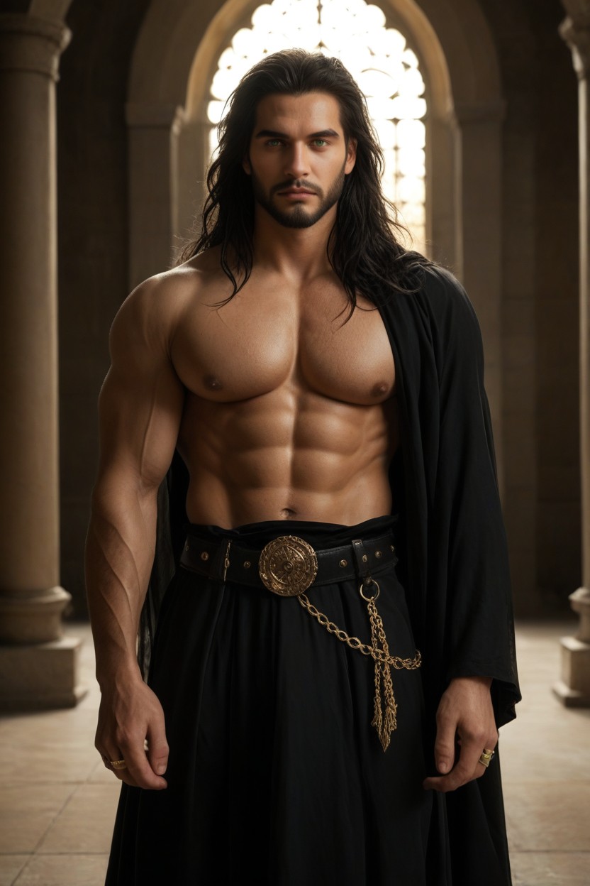 A Man, Green Eyes, Muscular AI Porn