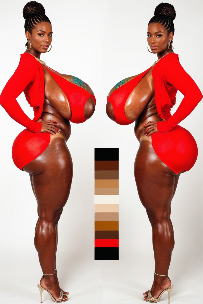 Feminine, Rear View, Clean White Background AI Porn