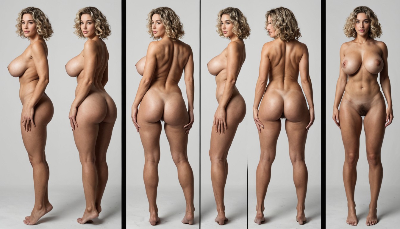 Medium Rounded Buttocks, Symmetrical Pose, Model Sheet AI Porn