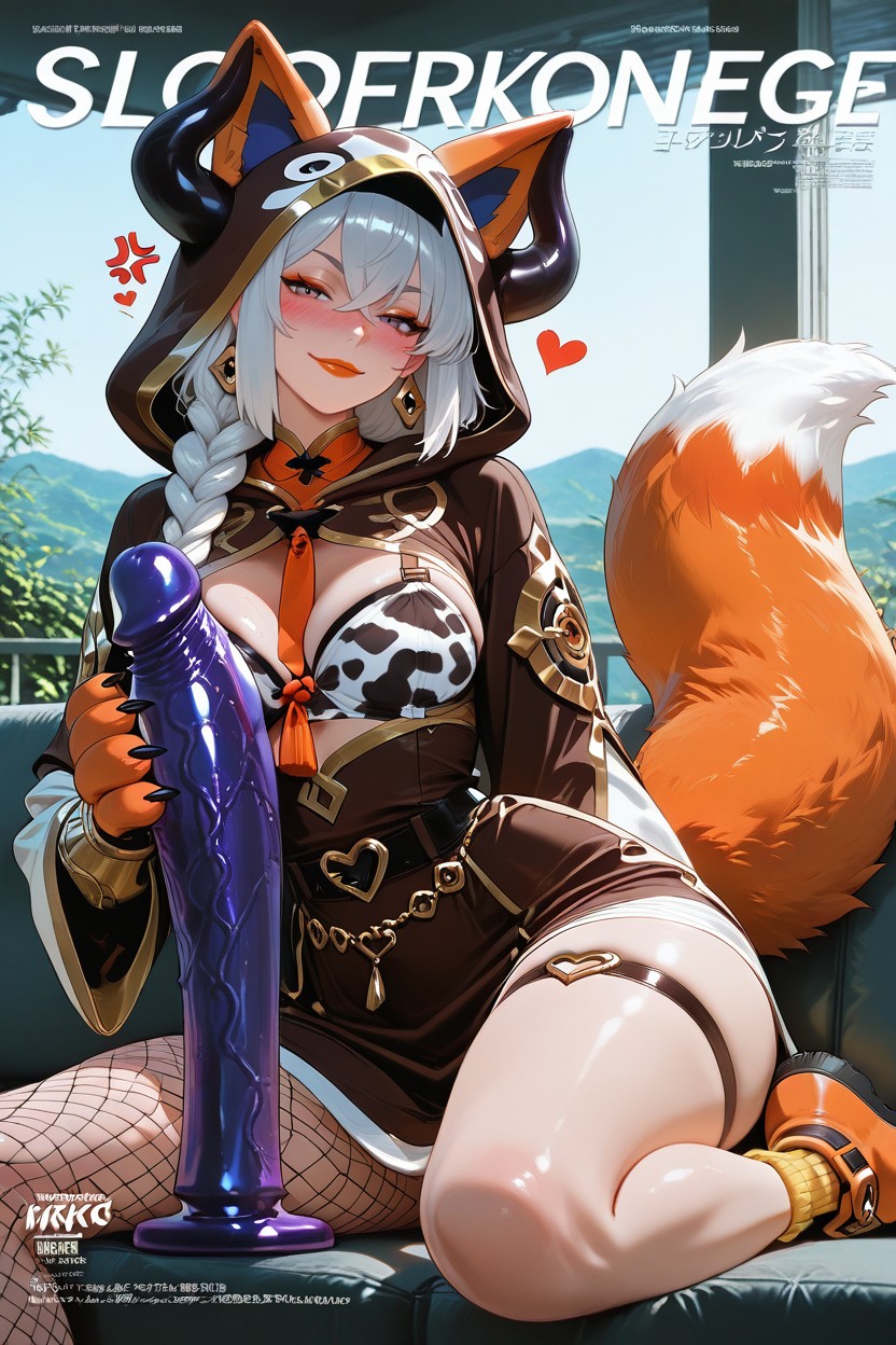 Zoomed Outward Magazine, King Banners Gigantic Banners Flags Embossed, Mischievous (smiling While Blushing) AI Porn