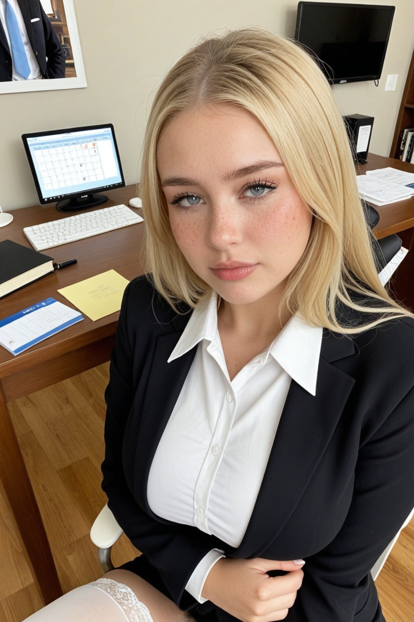 Soft Pale Skin, Legs Spread Wide, Freckles AI Porn