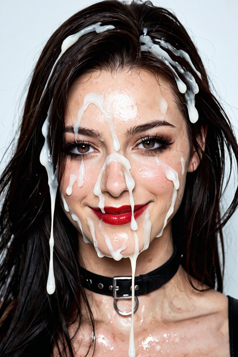 Cum Covered Face, Excessive Messy Cum On Hair, Ruined Makeup AI Porn