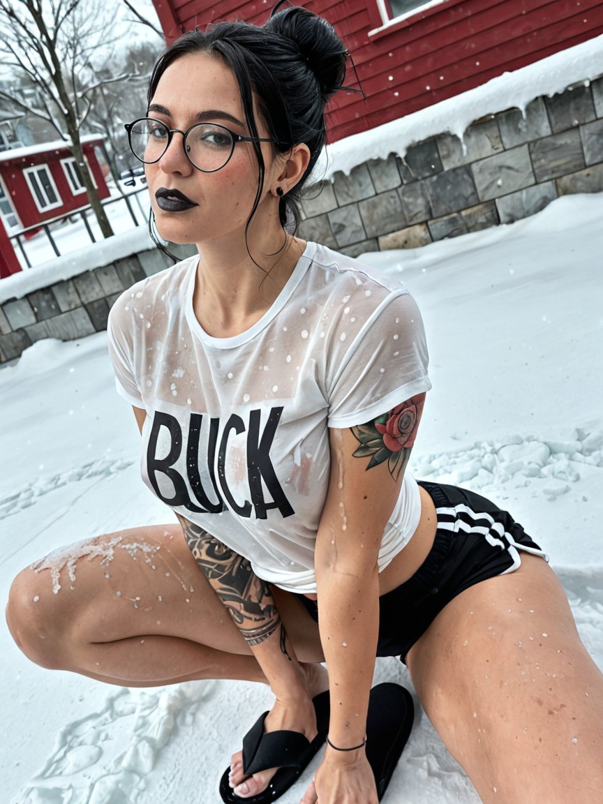 Winter, Round Glasses, Black Lipstick AI Porn