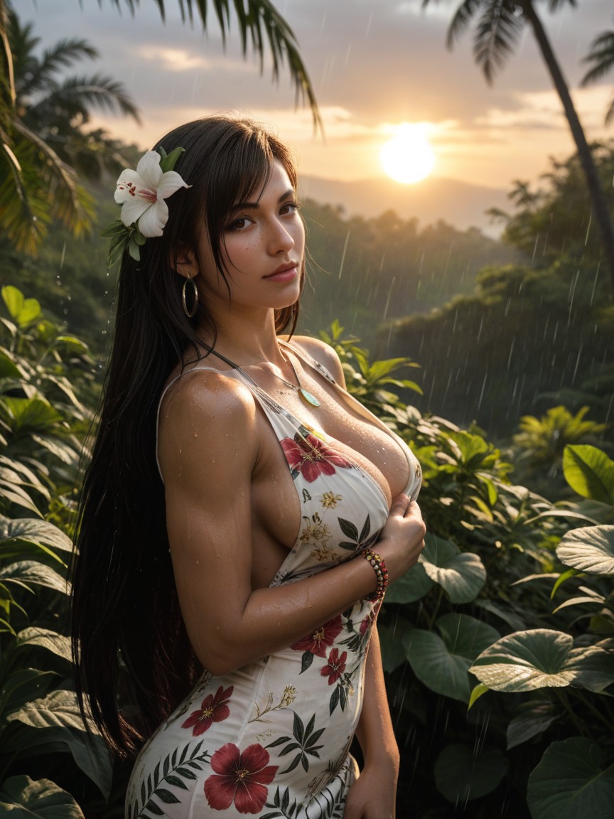 Brazos Juntos, Big Round Earrings, Vestido De Encaje Porno IA