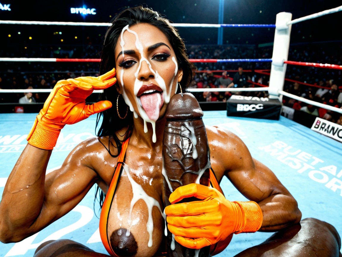 Excessive Wet Cum On Forehead, Luchadora, Female Bodybuilder Porno IA