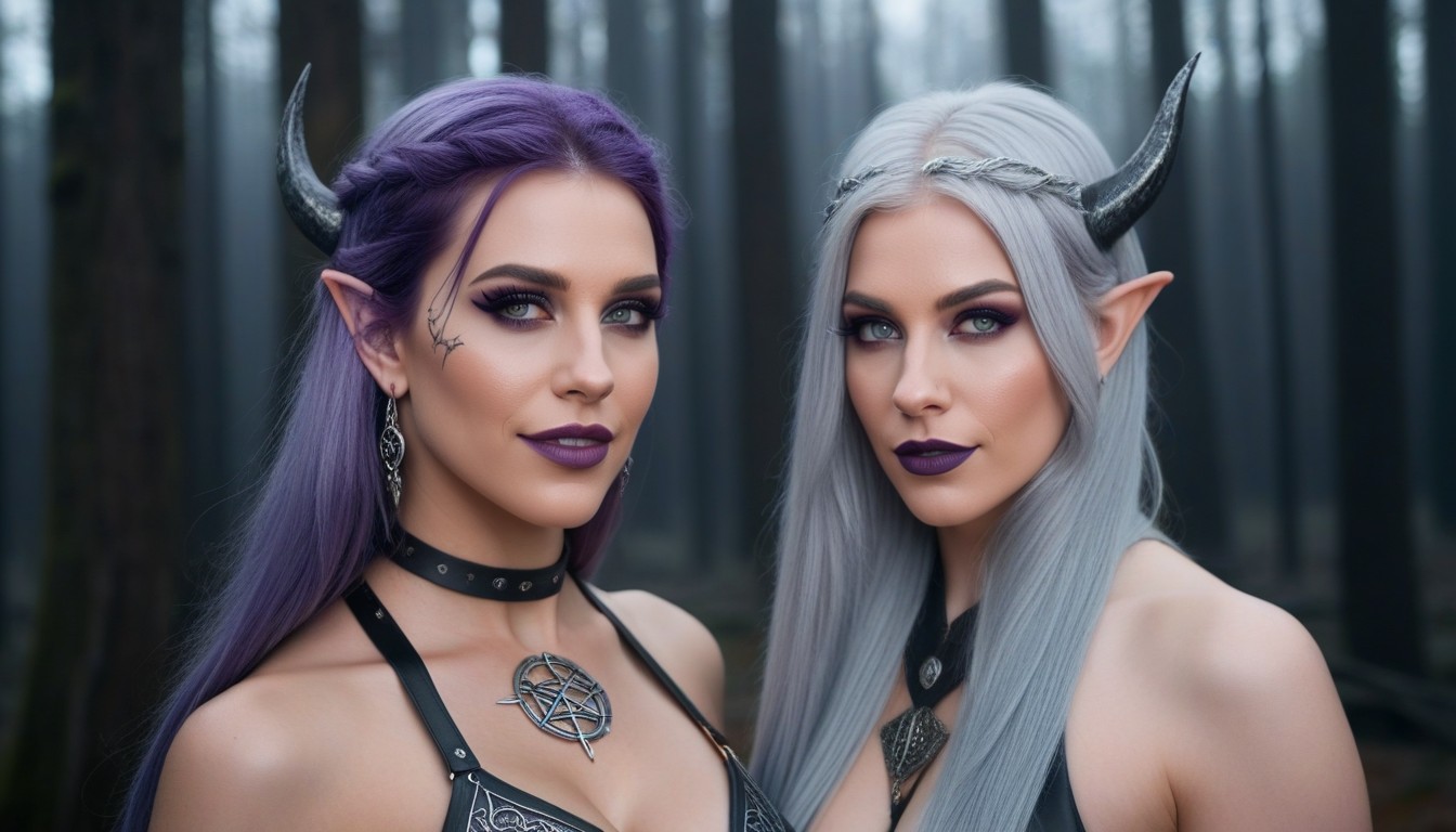 Drifting Snow, Moonlight Camera Viewextreme Long Shot, 2 People AI Porn