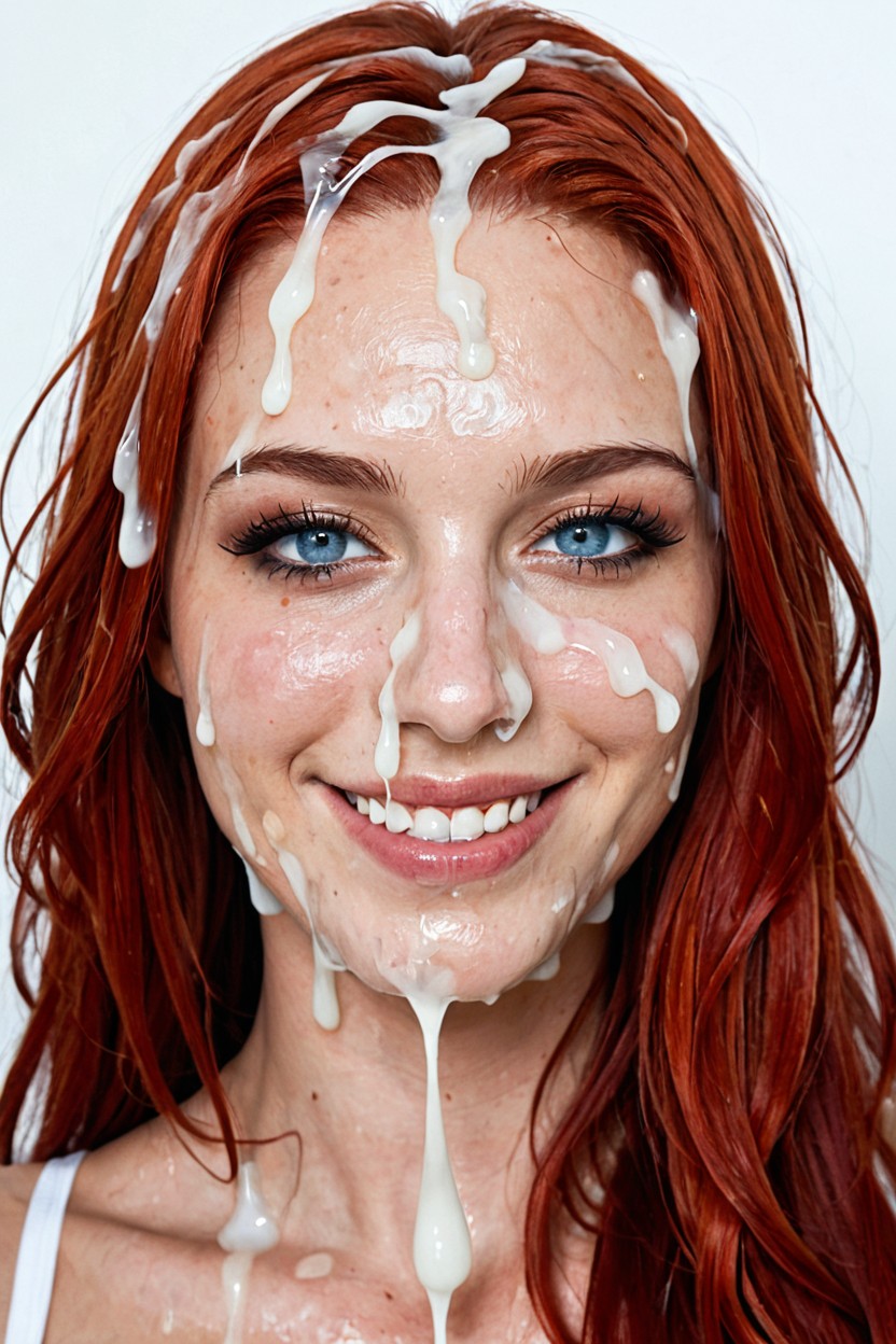 Icy Blue Eyes, Melted Mascara, Cum Covered Face Porno IA