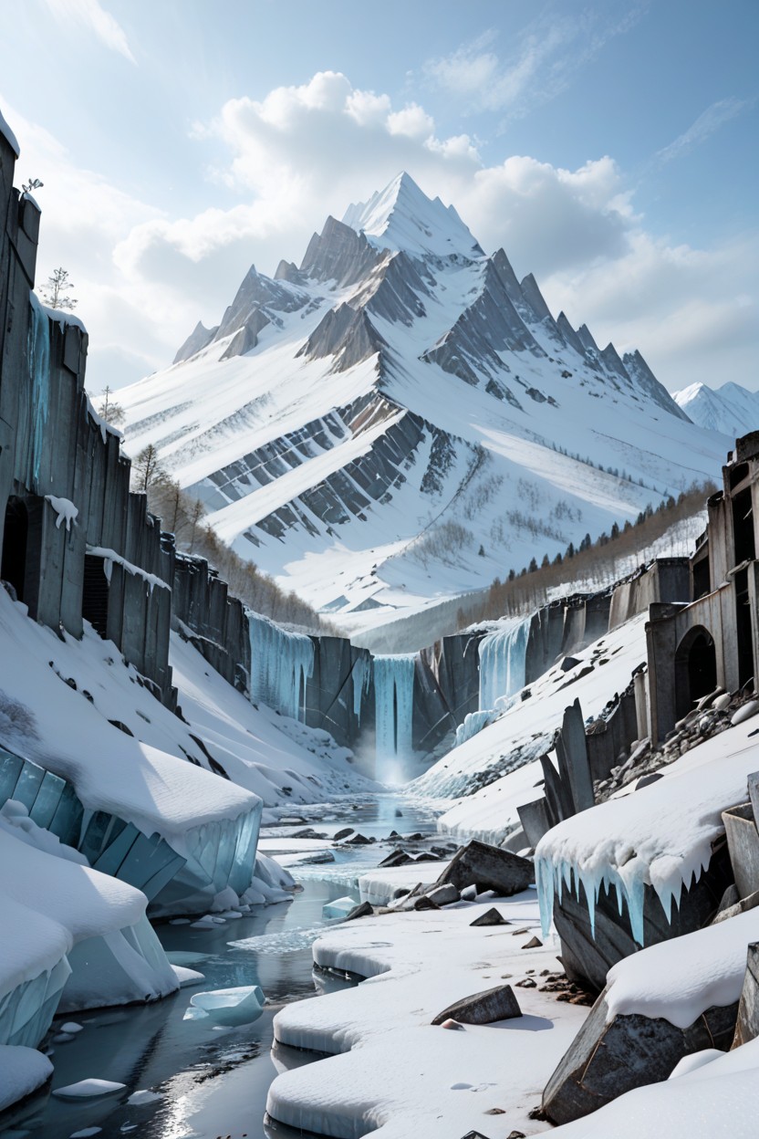 Dramatic Composition, No Creatures, Reflective Snow Surfaces AI Porn