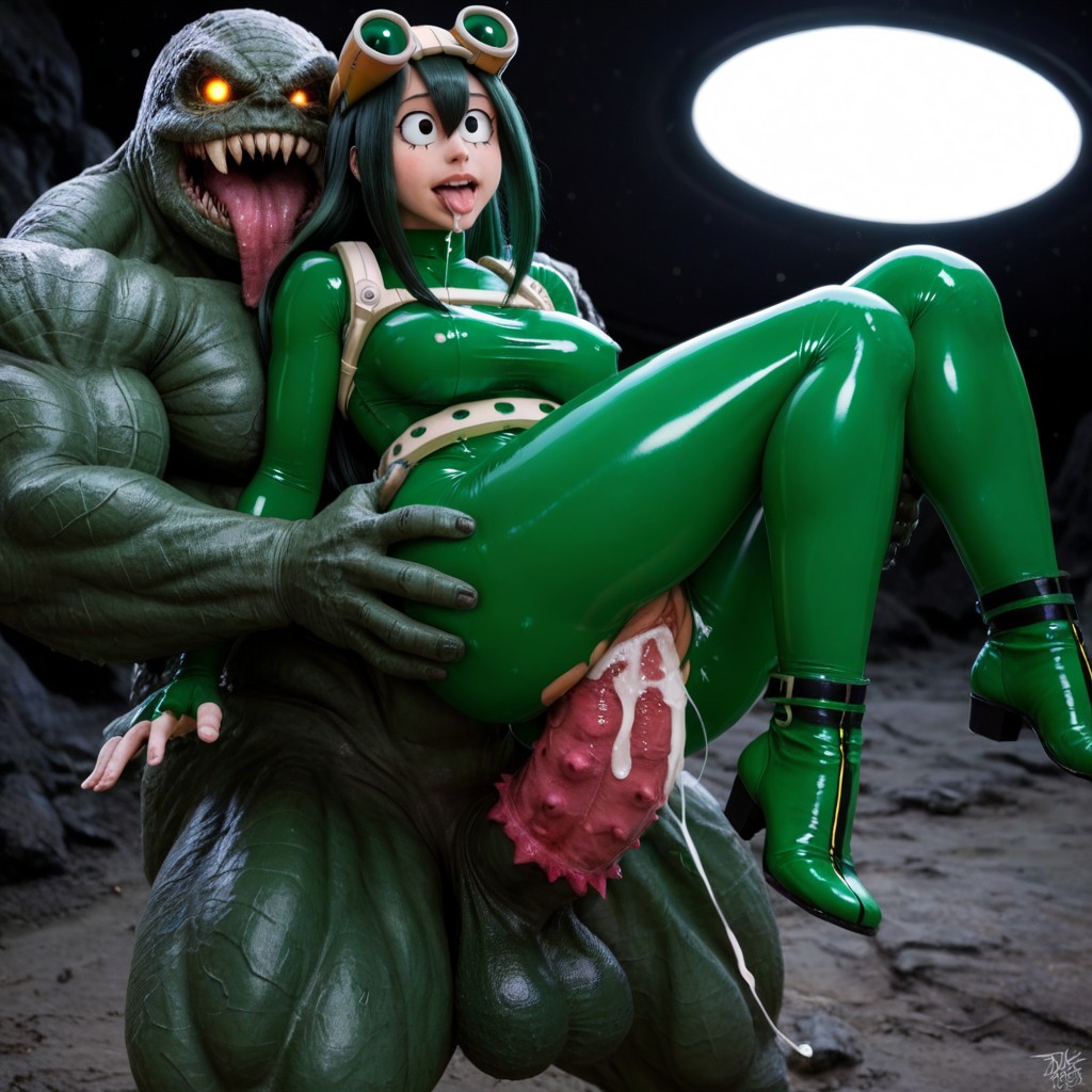 Cock Bigger Than Woman, Giant Space Monster With Rigged Penis, Tight Latex Clothes AI Porn