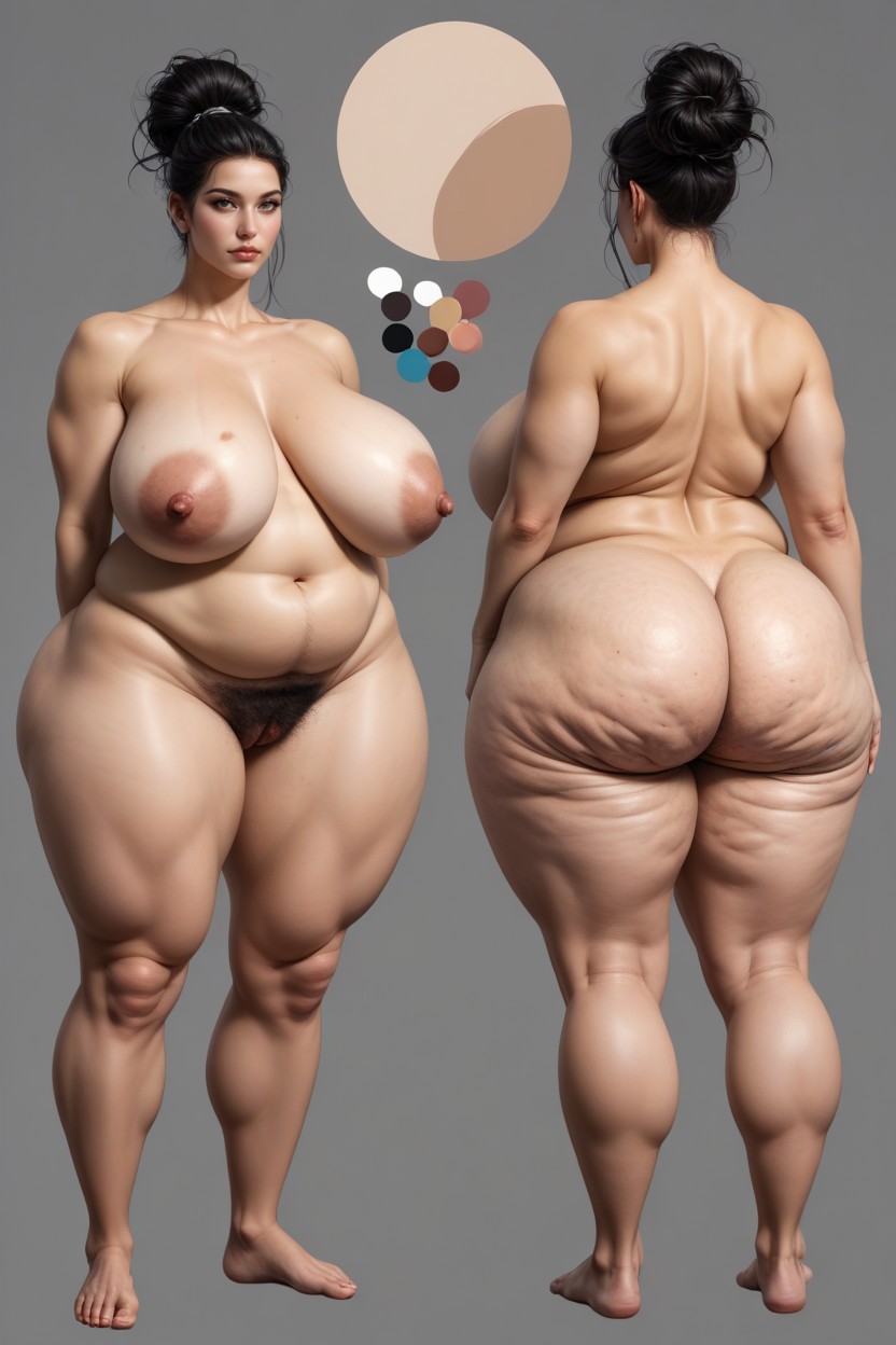 Heavy Wide Hips, Thick Thighs, Front View And Back View AI Porn