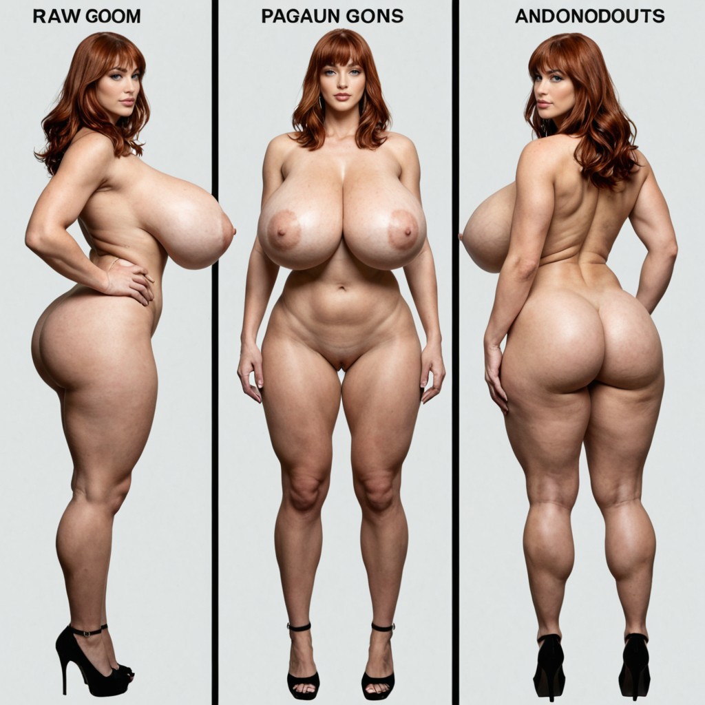 Rear View, Thick Lips, Gigantic Hyper Breasts AI Porn