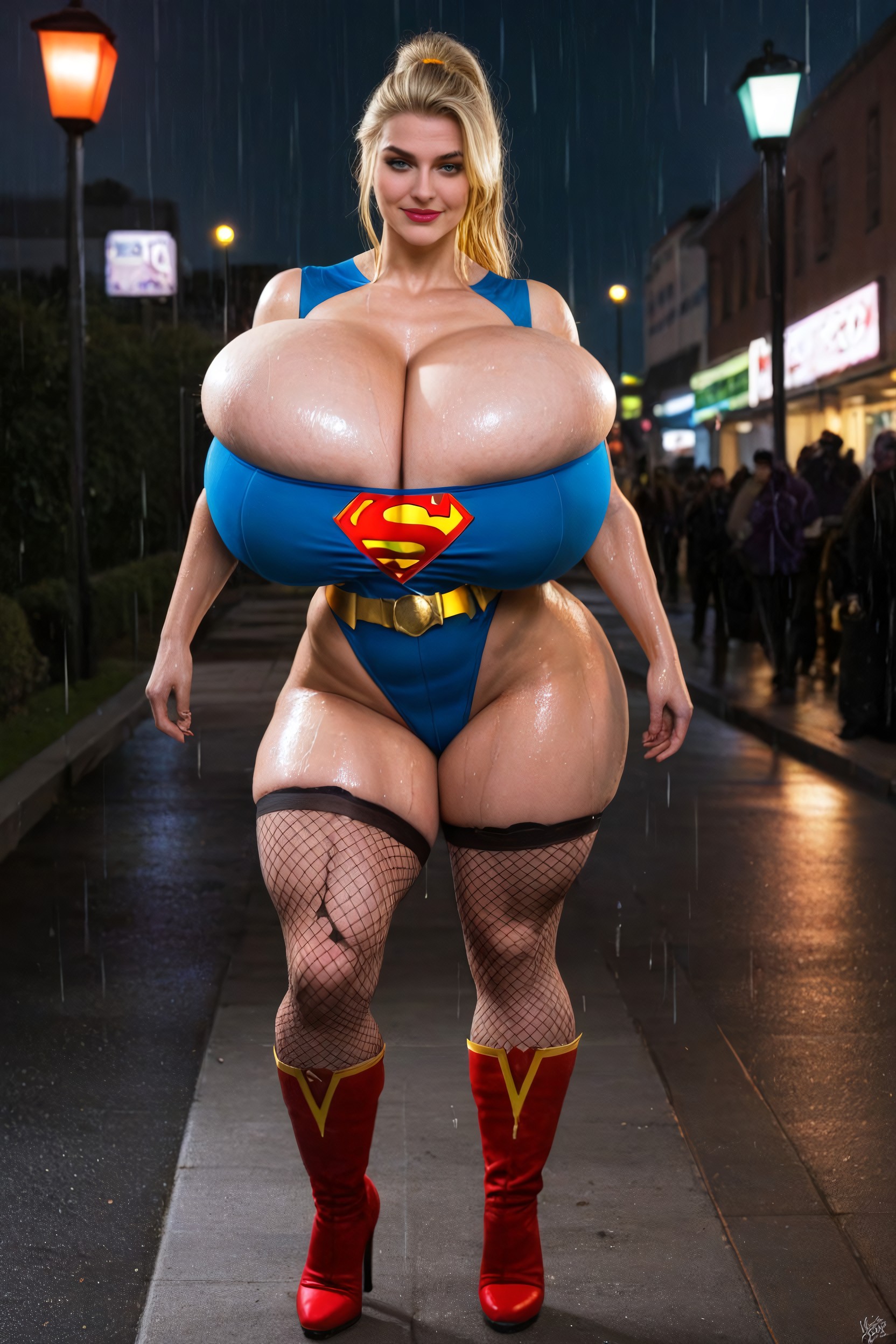 Giant Saggy Breasts, Perfect Anatomic Body, Muscular Thighs AI Porn