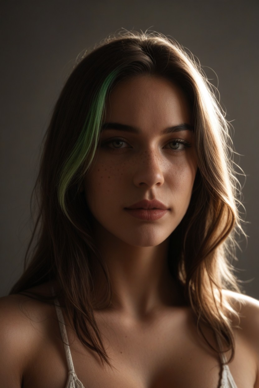 Muted Rose Coloration, 18+, Even Texture Hair Styled In A Straight Bob Porno IA