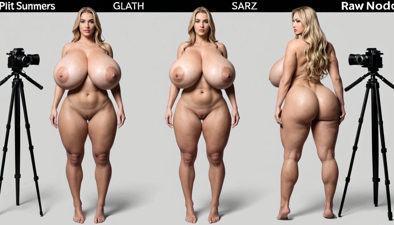 Relaxed Posture, 사이드뷰, Colossal Breasts Bigger Than Her Body AI 포르노