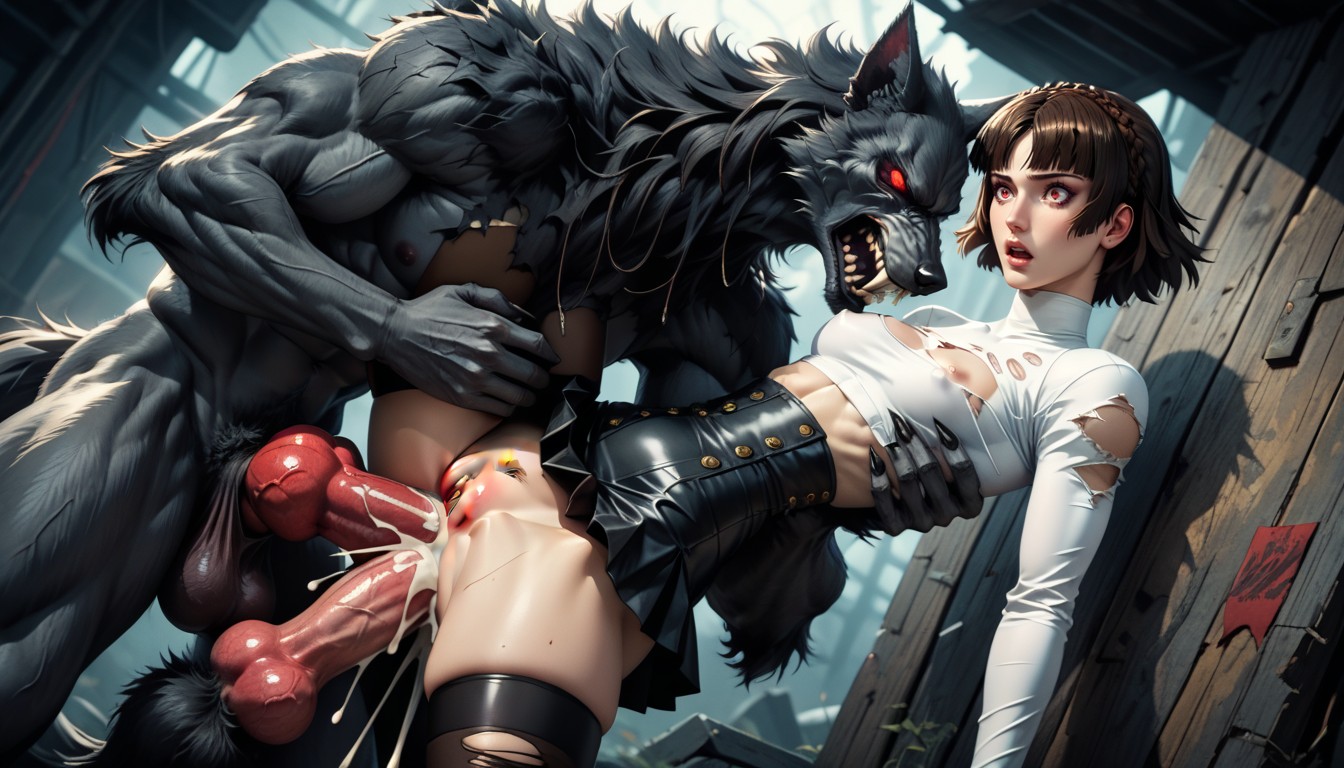 Werewolf Sex, Ribs Showing, Colossal Red Cock AI 포르노