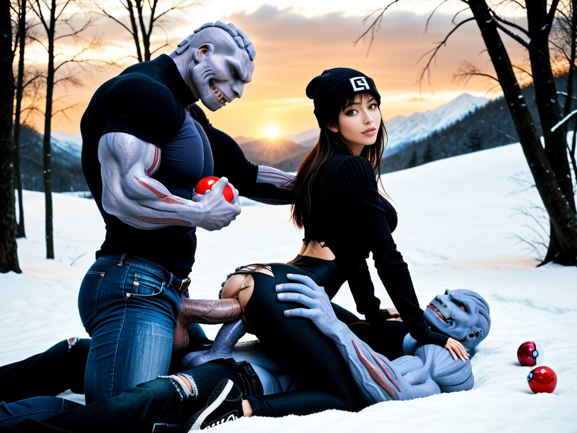 Machoke Monster Fucking Woman From Behind In Ass, View From Head To Foots, Fingerless Wool Gloves AI Porn