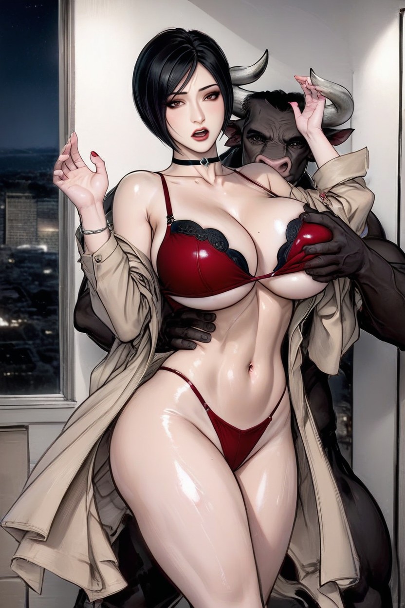 Long Legs, Close Up, Red Bra Off Shoulders AI Porn