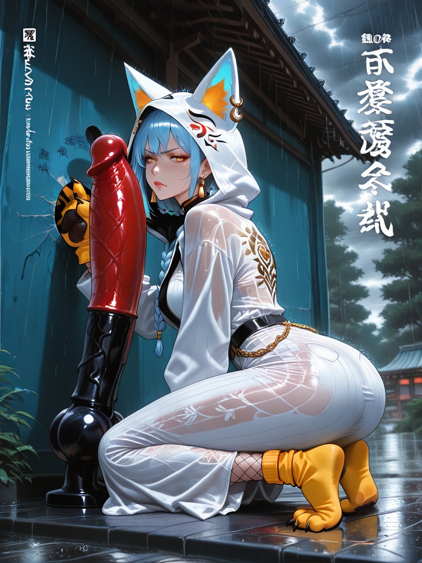 Magazine Cover, Fox Hooded Masked, Cock Mudsdale Sizing Increased AI Porn