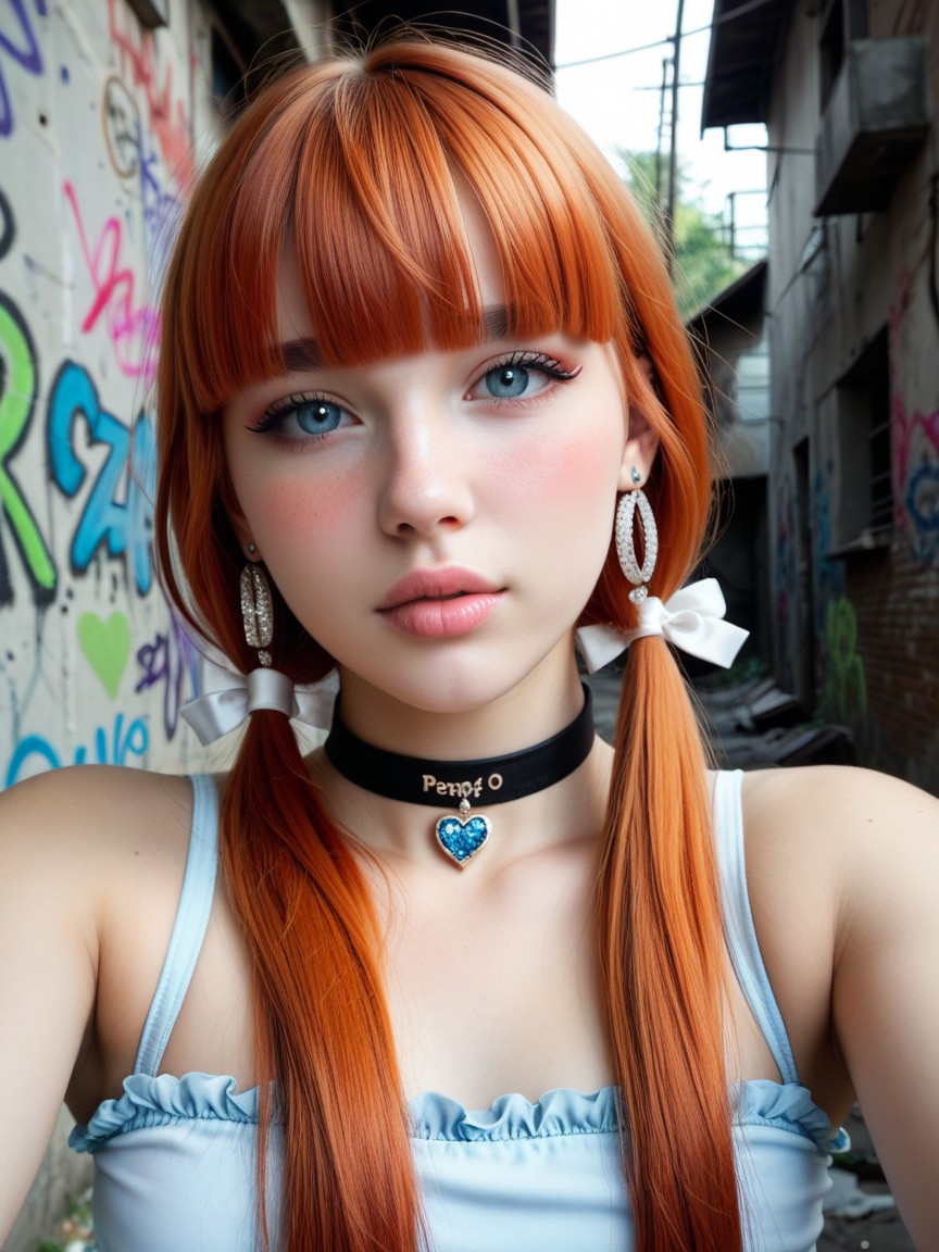 Heart Shaped Earrings, Ginger Hair, Highly Detailed Porno IA