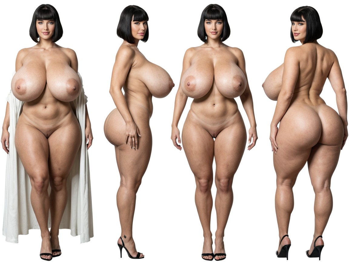 Colossal Breasts Bigger Than Her Body, Massive Natural Sagging Breasts, Grey Blue Eyes AI Porn