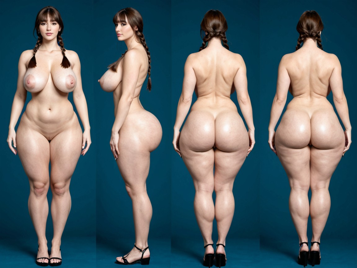 Naked, Two Views, Hourglass Figure AI Porn