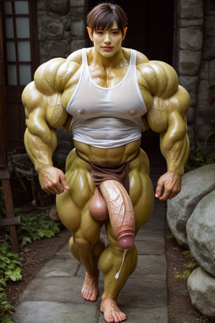 Asian Village, Hdr, Huge Muscles AI Porn