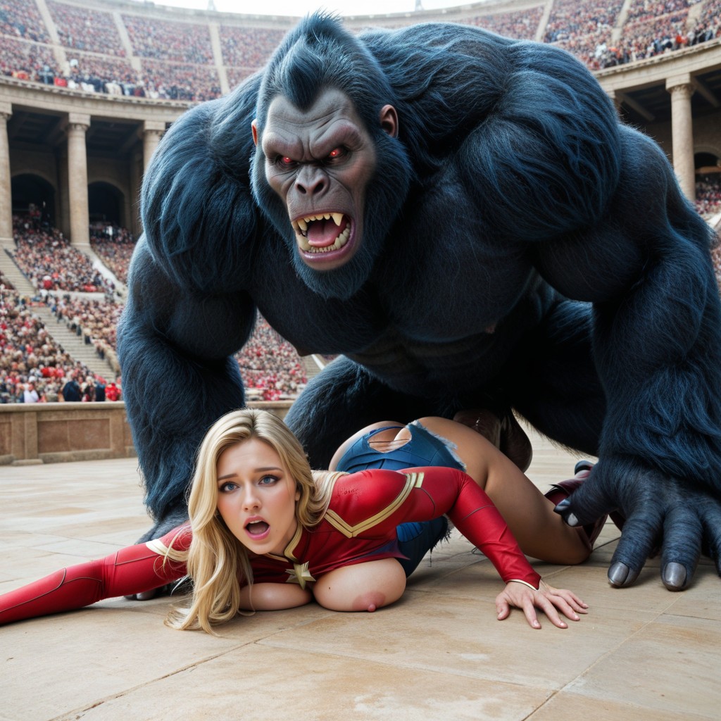 Giant King Kong-like Beast Is Fucking The Woman From Behind, Exposed One Breast, In A Roman Colosseum AIポルノ