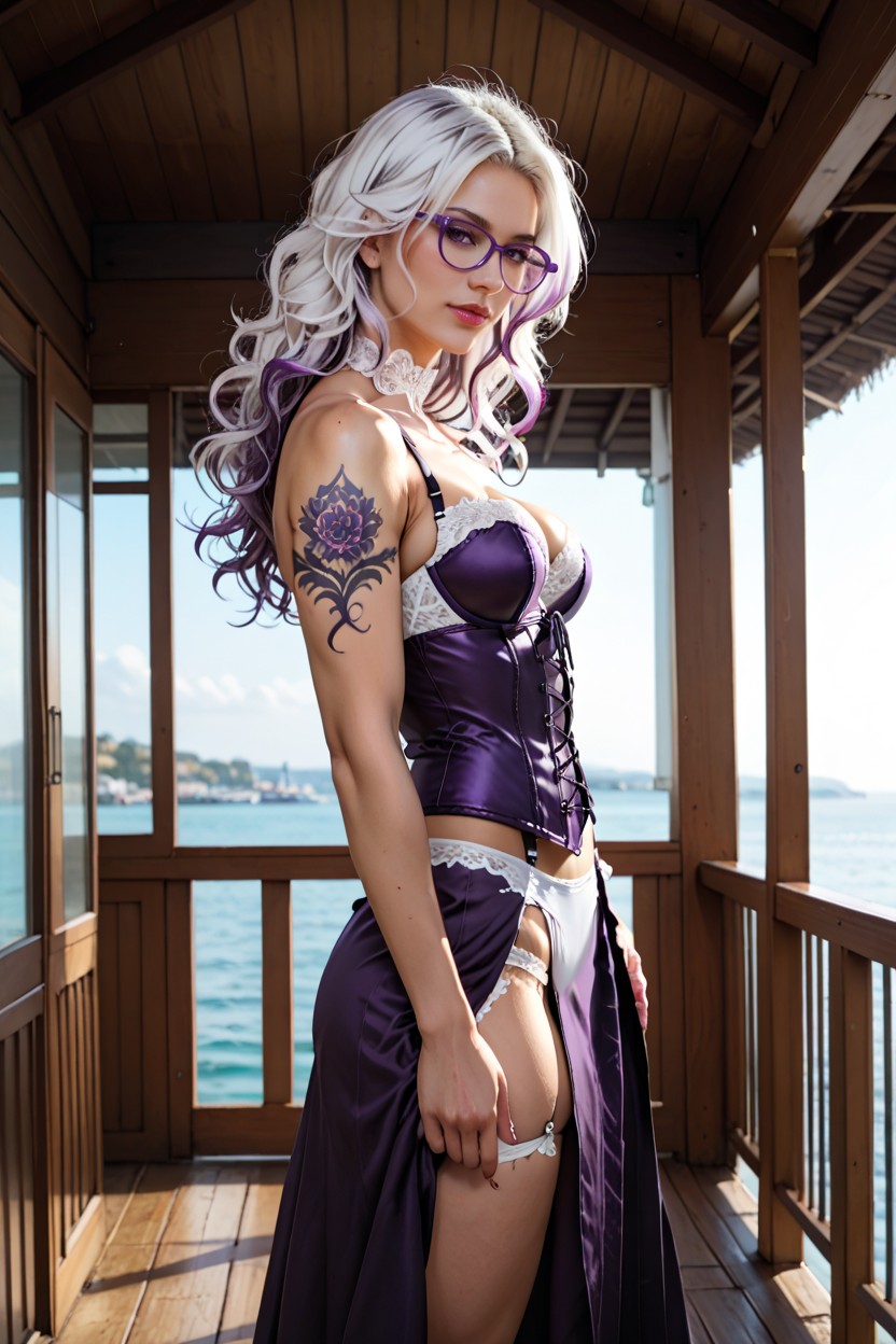 Extremely Beautiful Woman, Perfect Legs, Raising Peplums AI黃片